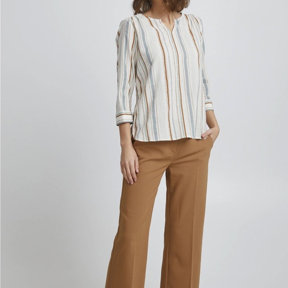 FRANSA Fanadja Blouse Cotton 3/4 Sleeves V Neck Size XL - Picture 2 of 15